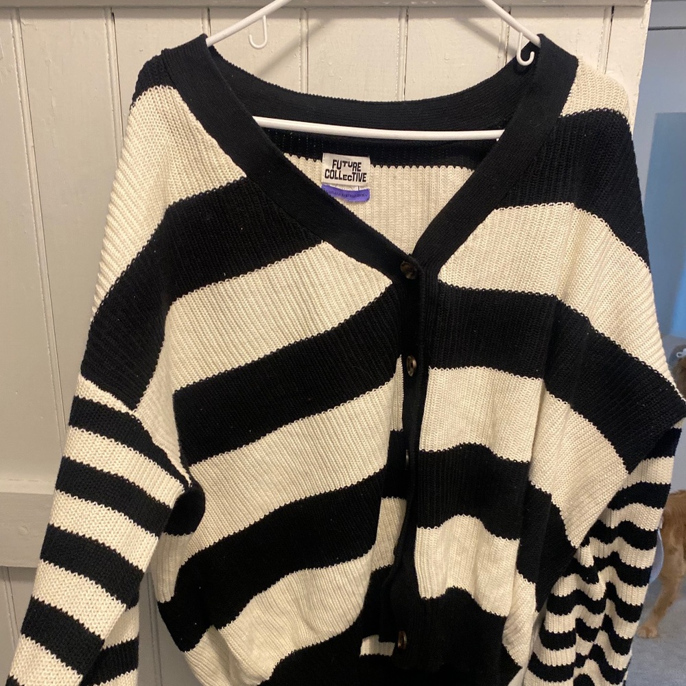 Navy and white stripe cardigan